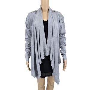 Michael Kors Gray Drape Open Style Cardigan with Zipper Epaulets Women's Large